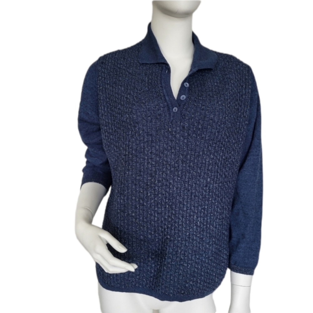 Viale dei Ciliegi Blue Merino Wool Mix Knit Sweater